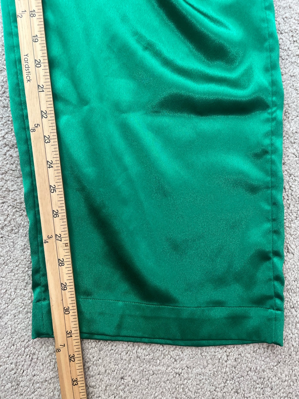 Emerald Green Satin Wide Leg Cargo Pants Size 8 Hi Rise Utility Summer Skater - Picture 7 of 11